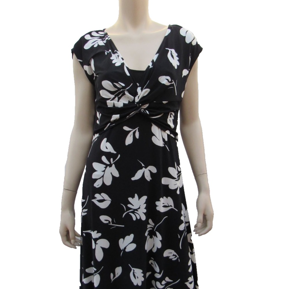 CHAPS Black White Cocktail Night Out Knee Length Dress L